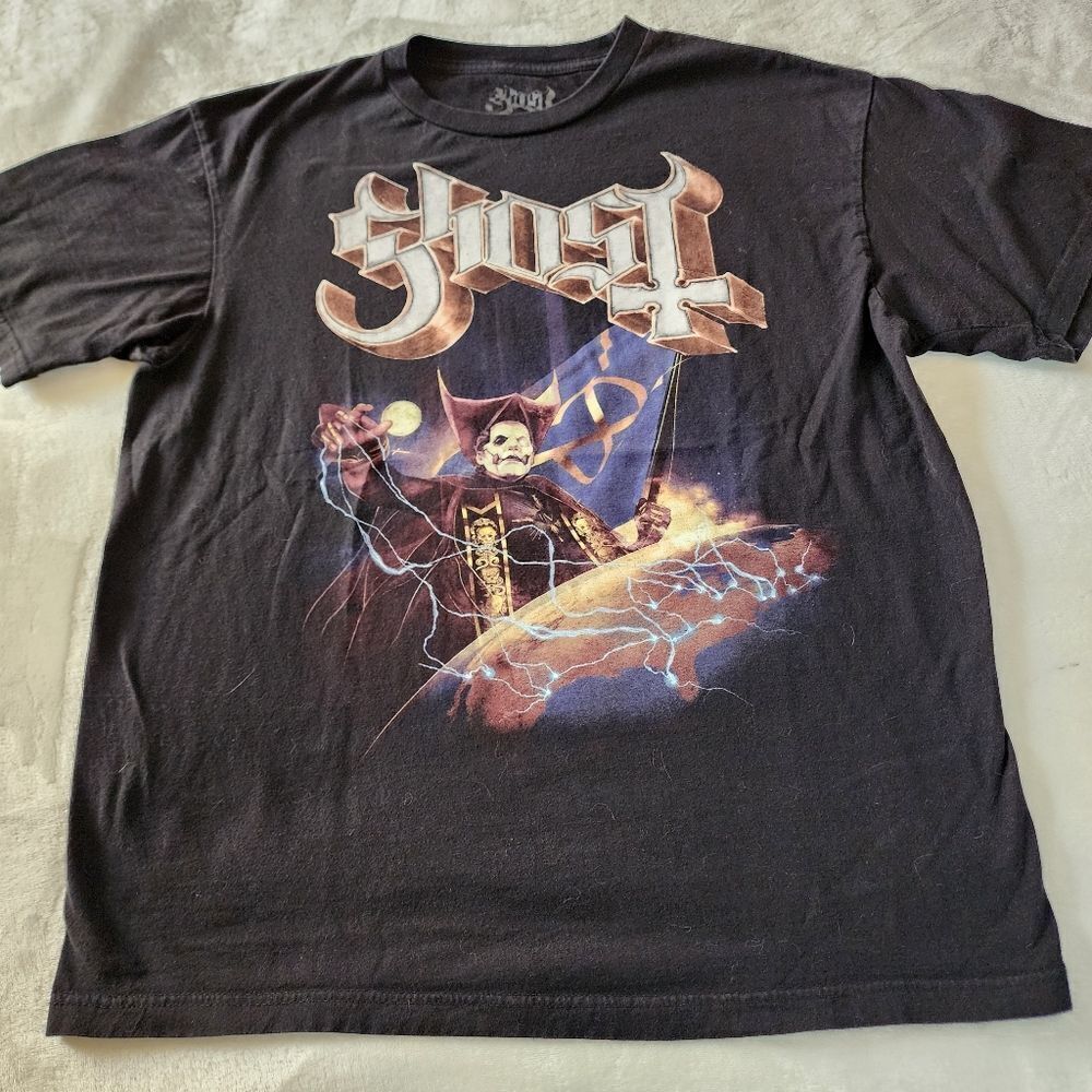 Ghost Swedish Rock Band Papa Emeritus Black Tshirt With Graphics Size Large